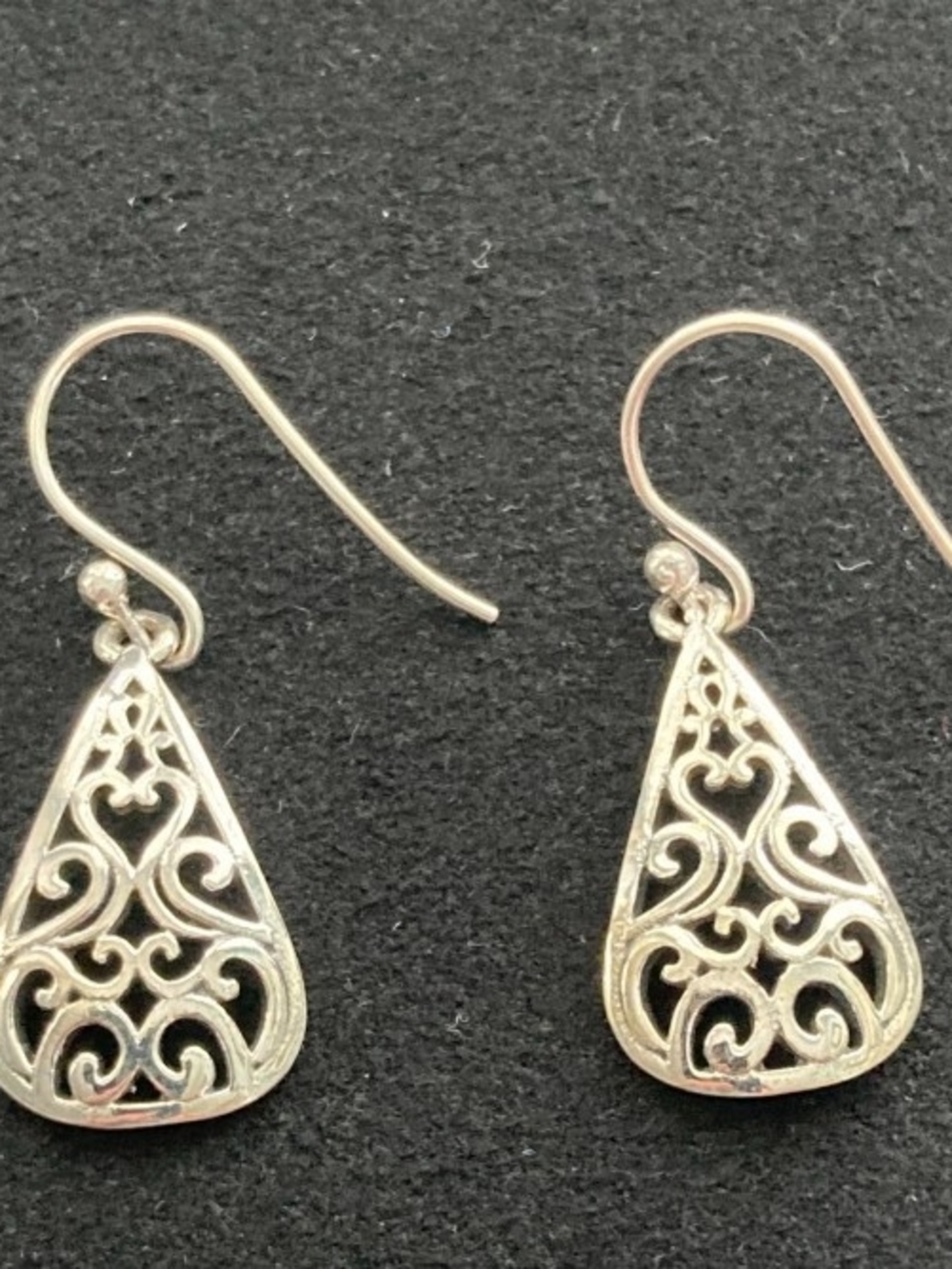 Delicate Silver Filigree Teardrop Earrings - Women's